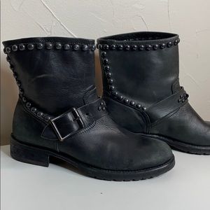 Black leather boots